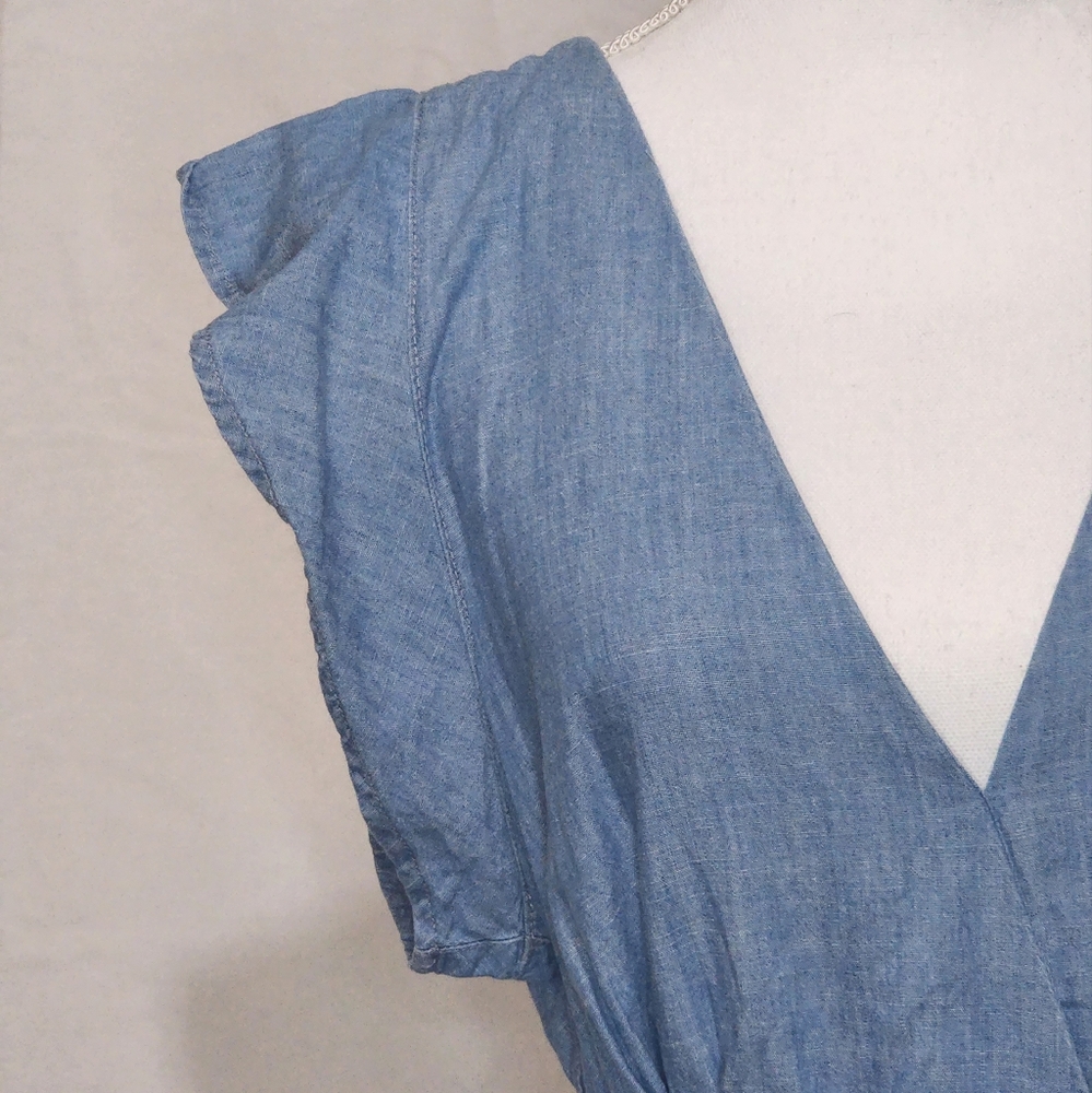 TOP SHOP Women's Demin Ruffle Mini Dress - Picture 7 of 13